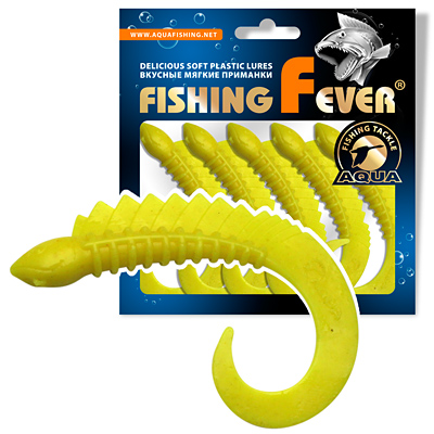 Твистер AQUA FishingFever REAL, длина - 6,5cm, вес - 2,5g, упаковка 5 шт, цвет WH11 (желтый)
