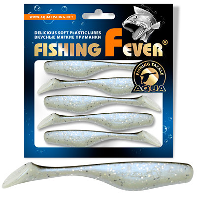 Риппер для рыбалки AQUA FishingFever REX, длина - 8,0cm, вес - 5,8g, упаковка 5 шт, цвет 044 (перламутрово-черный с блестками)