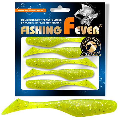 Риппер для рыбалки AQUA FishingFever REX, длина - 8,0cm, вес - 5,8g, упаковка 5 шт, цвет 203 (прозрачно-желтый с блестками)