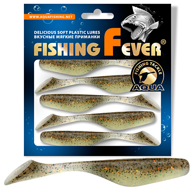 Риппер для рыбалки AQUA FishingFever REX, длина - 8,0cm, вес - 5,8g, упаковка 5 шт, цвет WH11 (прозрачно-коричневый с золотыми блестками)