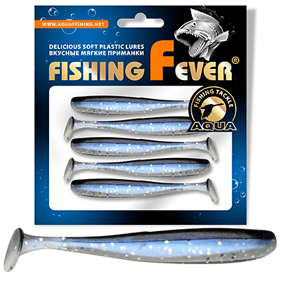 Риппер для рыбалки AQUA FishingFever SLIM, длина - 7,5cm, вес - 2,5g, упаковка 5 шт, цвет 044 (перламутрово-черный с блестками)