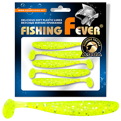 Риппер для рыбалки AQUA FishingFever SLIM, длина - 7,5cm, вес - 2,5g, упаковка 5 шт, цвет 203 (прозрачно-желтый с блестками)