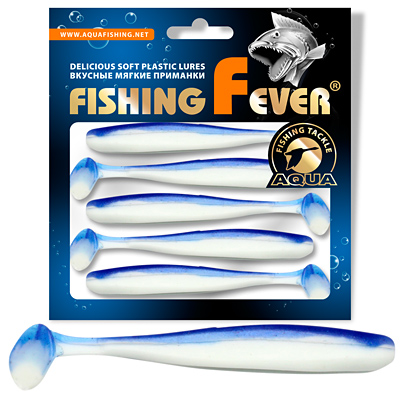 Риппер для рыбалки AQUA FishingFever SLIM, длина - 10,0cm, вес - 5,0g, упаковка 5 шт, цвет 006 (бело-синий)