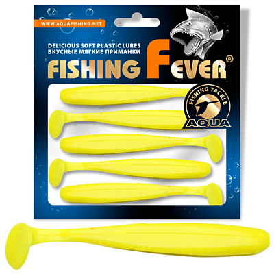 Риппер для рыбалки AQUA FishingFever SLIM, длина - 10,0cm, вес - 5,0g, упаковка 5 шт, цвет 055 (желтый)