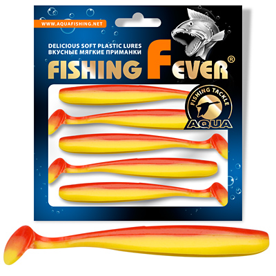 Риппер для рыбалки AQUA FishingFever SLIM, длина - 10,0cm, вес - 5,0g, упаковка 5 шт, цвет 057 (желто-оранжевый)
