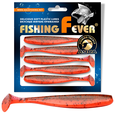 Риппер для рыбалки AQUA FishingFever SLIM, длина - 10,0cm, вес - 5,0g, упаковка 5 шт, цвет WH10 (красно-черный)
