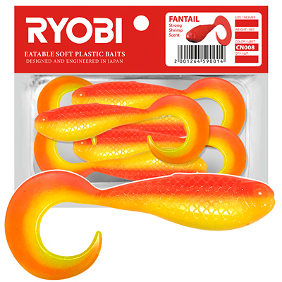 Риппер-твистер Ryobi FANTAIL (51mm), цвет CN008 (jungle cock), (8шт)