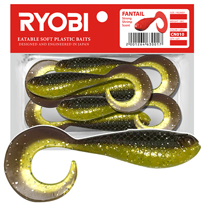 Риппер-твистер Ryobi FANTAIL (62mm), цвет CN010 (frog eggs), (5шт)