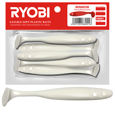 Риппер Ryobi MINNOW (76mm), цвет CN001 (white night), (5шт)