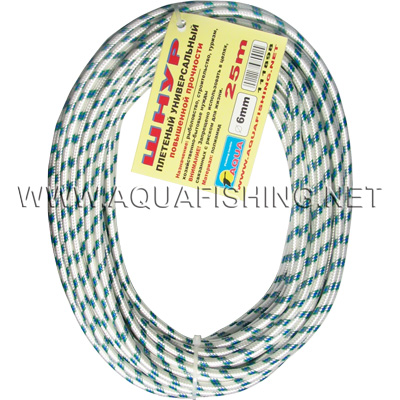 Шнур AQUA плетеный полиамидный, диаметр 6mm, 16-прядный, длинна 25m