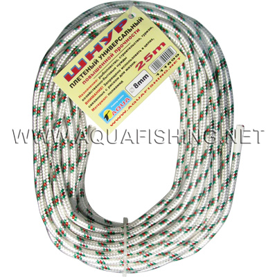 Шнур AQUA плетеный полиамидный, диаметр 8mm, 16-прядный, длинна 25m